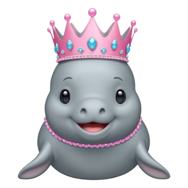 a manatee with a pink princess tiara sticker