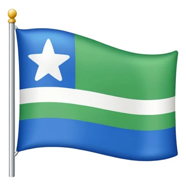 A flag with horizontal blue ,white ,green colour sticker