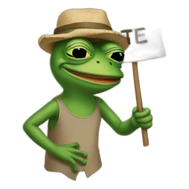 Pepe frog holding a sign sticker