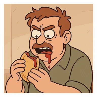 ketchup sauce Empanada the man was eating sticker