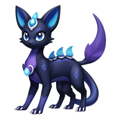 Nebulae Salandit-Meowstic-Umbreon-Fakémon-hybrid-creature (full body)  sticker