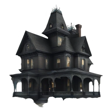 Side view Victorian style . Haunted Addams 5 story house.  sticker