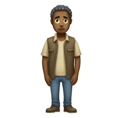 sad poor man with empty pockets touching the ground sticker