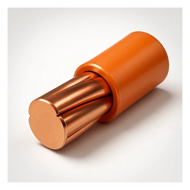 copper cable with orange insulation, detailed, icon style sticker