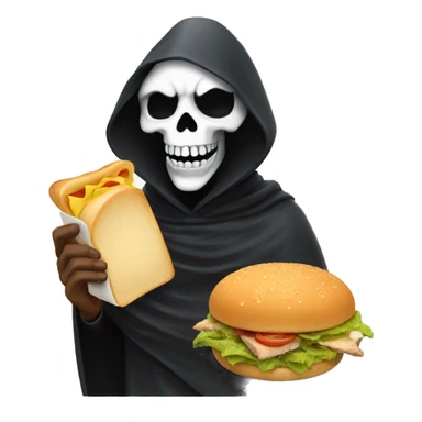 Grim Reaper with chicken sandwich  sticker