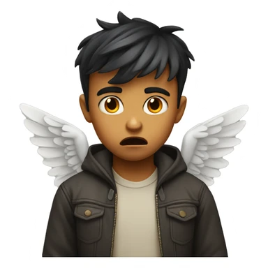 Little boy with wings and a angry face  sticker