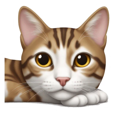 Brown and white tabby laying  sticker