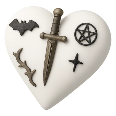 white goth heart, minimal, edgy, dark accents sticker