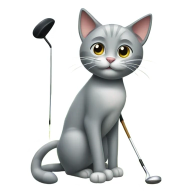Grey cat golfing  sticker