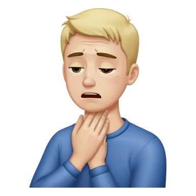 Guy holding his neck and crying sticker