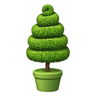 spiral topiary tree emoji, green spiral shaped bush, garden art tree, cute emoji style, sticker