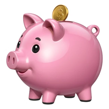 money in a piggy bank side on sticker