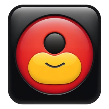 A wavy black and red rectangle with a medium sized yellow circle in the middle sticker