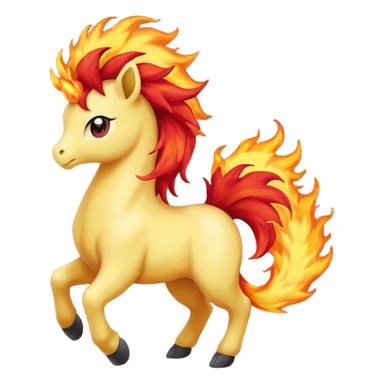 ponyta pokemon (yellow body, red flaming mane, red flaming tail) sticker