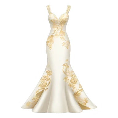 White and gold wedding dress with floral pattern on it  sticker