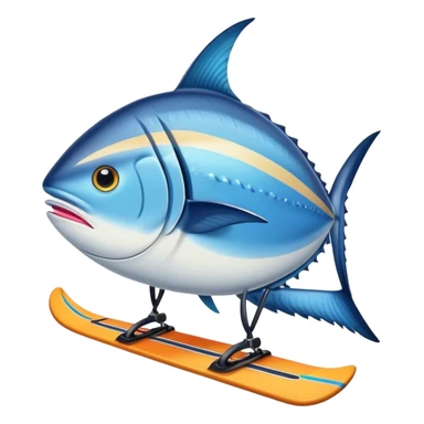 Skiing tuna fish sticker