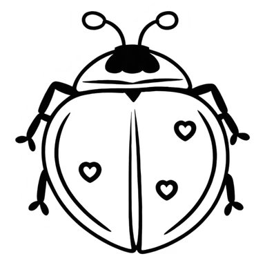 A peach colored ladybug with hearts sticker