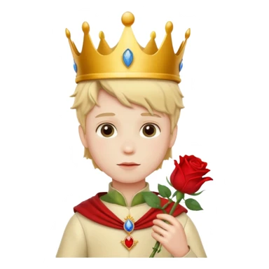 The Little Prince with a crown and a rose in his hand sticker