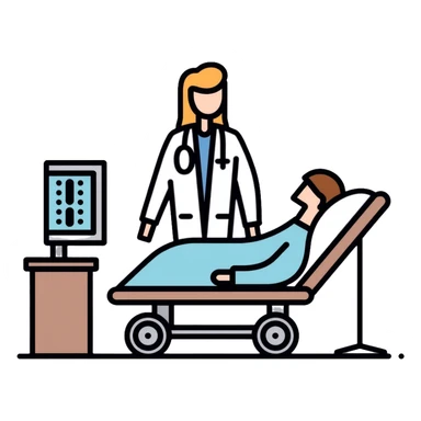 medical sleep lab with patient connected to sleep monitoring equipment for polysomnography sticker