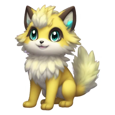 Anthro Scalie Fluffy Cool Cute Magical Shiny Colorful Neon Vibrant Colors Sparkle Kemono-style Chibi Fantasy-Animal-Fakémon-Pokémon-Hybrid Fur Sona Aesthetic Full Body sticker