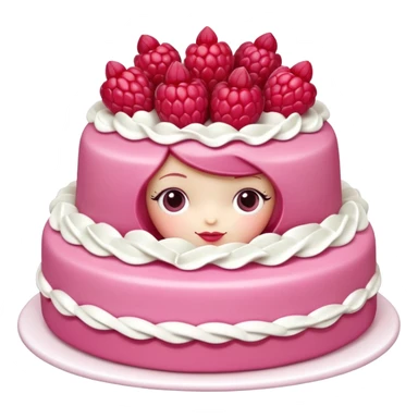 Isolated detaile illustration incredibly adorable modern raspberry torte doll figurine sticker