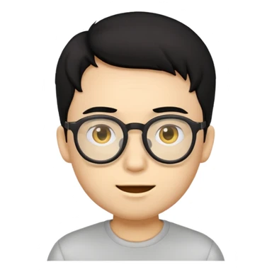 Emoji boy with black hair and glasses sticker