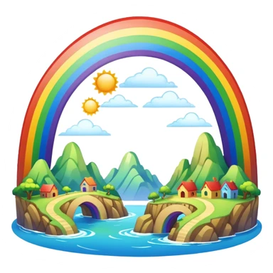 Rainbow Bridge – Arched rainbow connecting flying islands. sticker