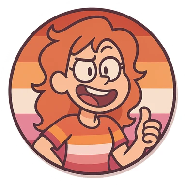 lesbian pride flag, circular badge style, subtle shadow, no text sticker