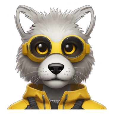 Furry in cyberpunk 2077 style sticker
