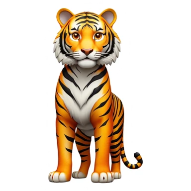 cinematic- noble-tiger-realistic-full-body-standing-emoji,-massive-striped-frame-exuding-power-and-grace,-bold-orange-fur-with-thick-black-stripes,-head-tilted-dramatically,-piercing-yellow-eyes-focused-intensely,-simplified-yet-realistic-focused-features,-highly-detailed,-glowing-with-an-almost-sarcastic-glow expressive eyes sticker