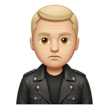 Russian 1990s gangster emoji, leather jacket,, serious face, cartoon style sticker