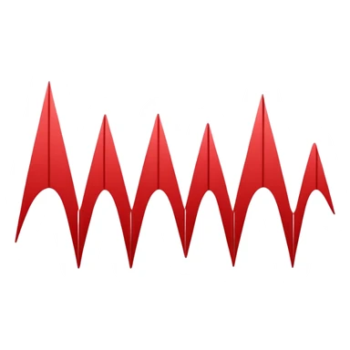 logo on white background showing a waveform morphing into a sheet of text. Clean red and white geometric style, minimal and modern, no text. Represents audio-to-text or video transcription powered by AI sticker