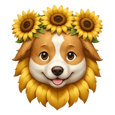 dog with sunflower crown sticker