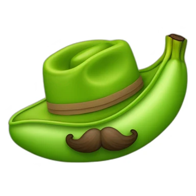 un platano verde con bigote y sombrero con manos y pies  sticker