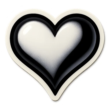 white goth heart, minimal, edgy, dark accents sticker