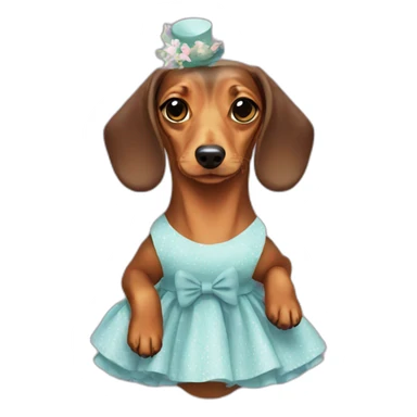 Lady Dachshund whith cute dress sticker