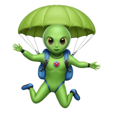 Skydiving alien with parachute and UFO sticker