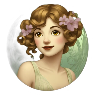 Art nouveau girl sticker