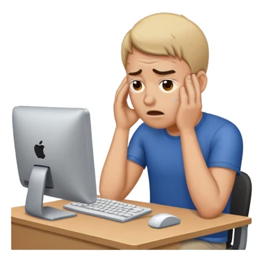 man struggling on computer sticker