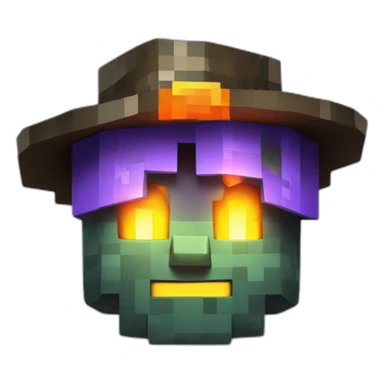 Pixel Minecraft Fedora Halloween Head Mask Diamond Obsidian Emerald Flame Shiny Glow Reward Legendary Unique Epic Mystery sticker