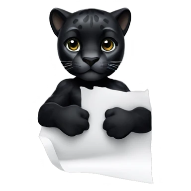 A black panther holding a white sheet of paper in its paws sticker