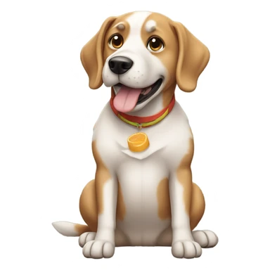 Dog with food sticker