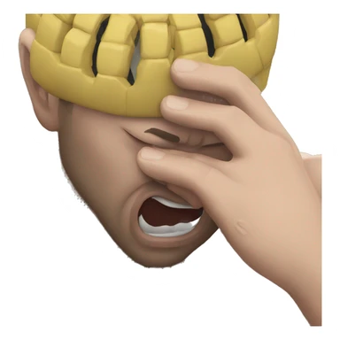 an mma fighter in pain covering his face sticker