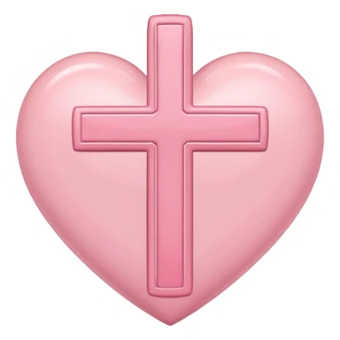 Heart infront of cross, pastel pink sticker