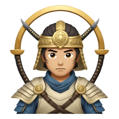male samurai warrior with angelic halo and nomadic traveling gear sticker