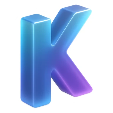 the letter K with a fancy colorful gradient for the color with blue and purple sticker
