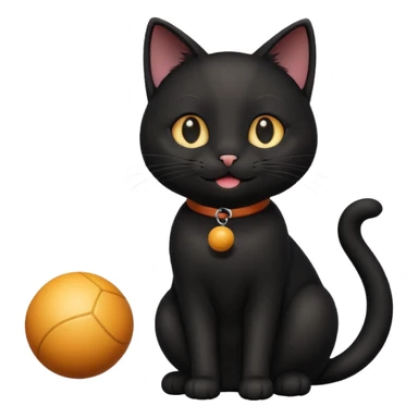 happy black cat playing with small ball sticker
