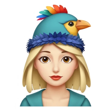 woman with a bird hat sticker