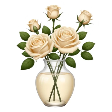 Cream color roses in glass vase sticker