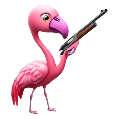 Flamingo shooting a shotgun sticker